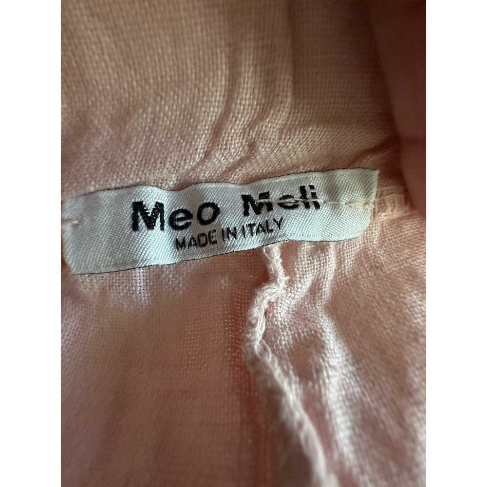 Meo Meli Women's 100% Italian Linen Wide Leg Pants S Pink Elastic Waist #EF8-8 - Picture 2 of 8